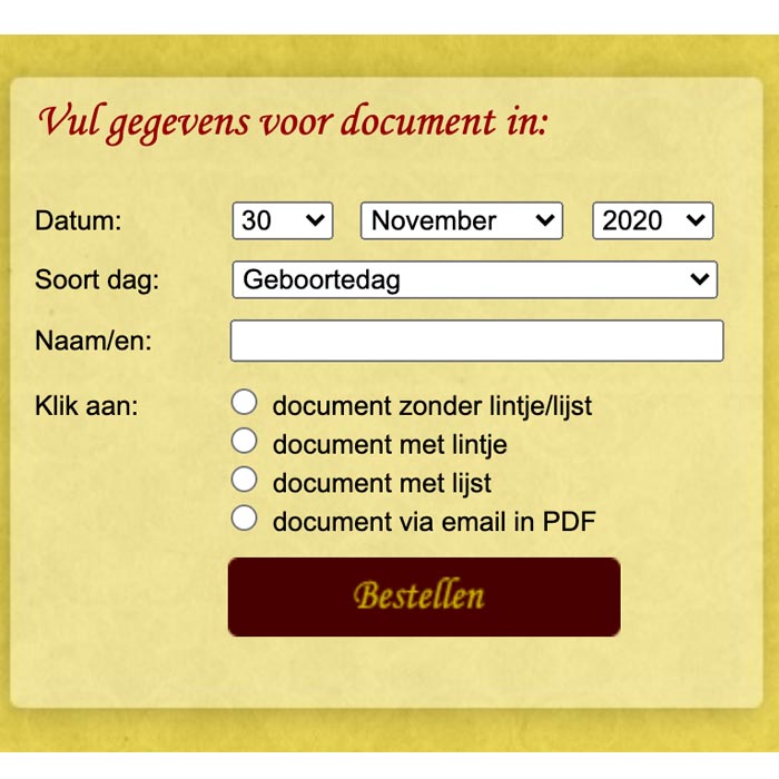 gegevens geschiedenis document